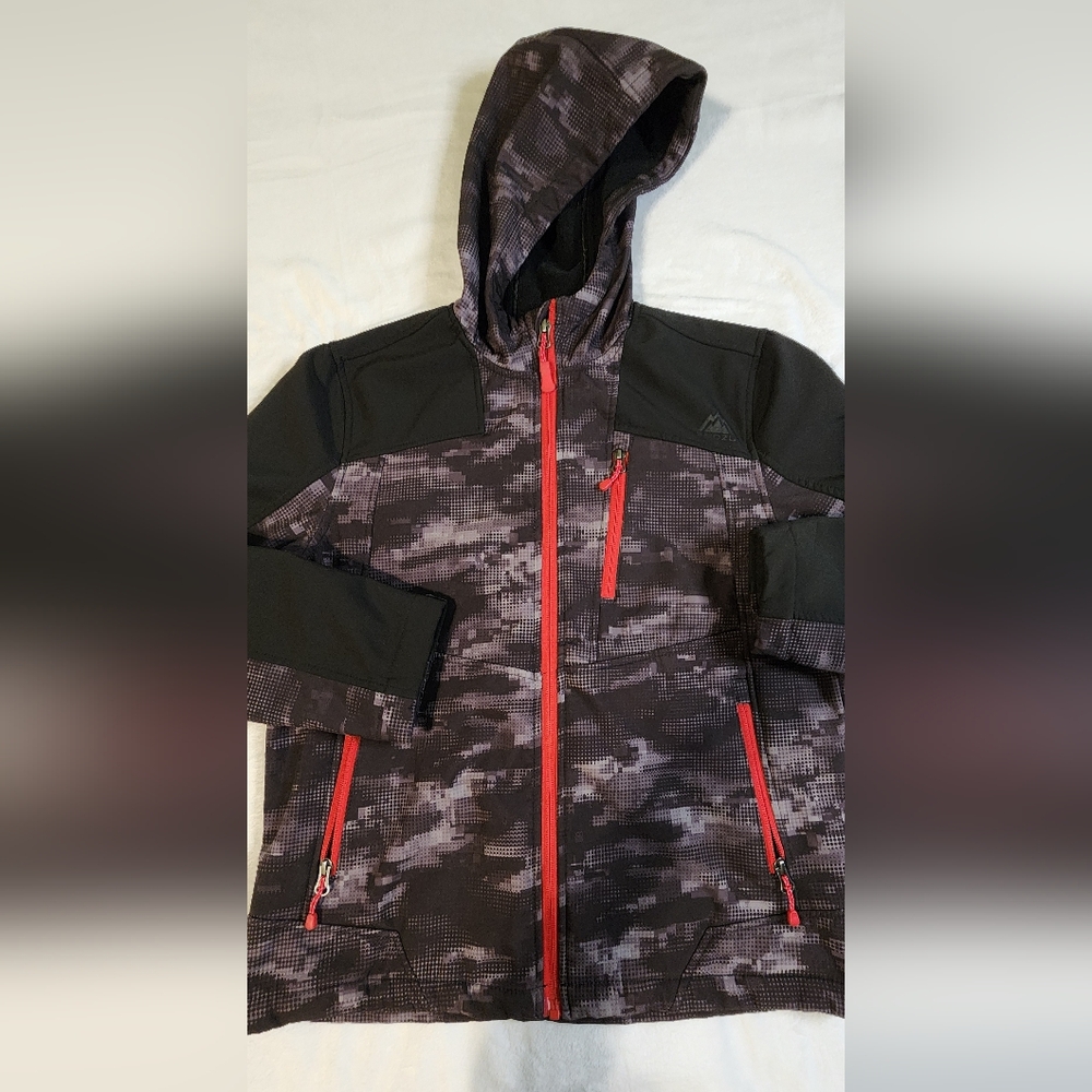Snozu Boys‎ Black Dot Camouflage Jacket, Size Large, EUC